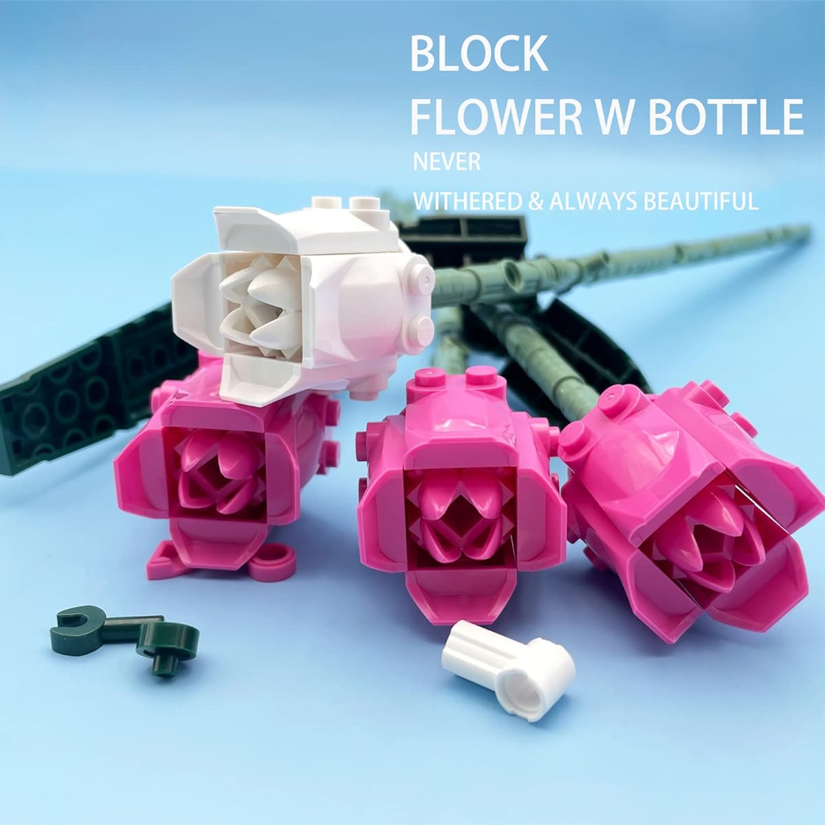 Hikinlichi Tulip Flower Block Bouquet Building Set 203 Pieces Home Decor Plant Collection Building Toy Creative Gift for Christmas Birthday Valentine's Day