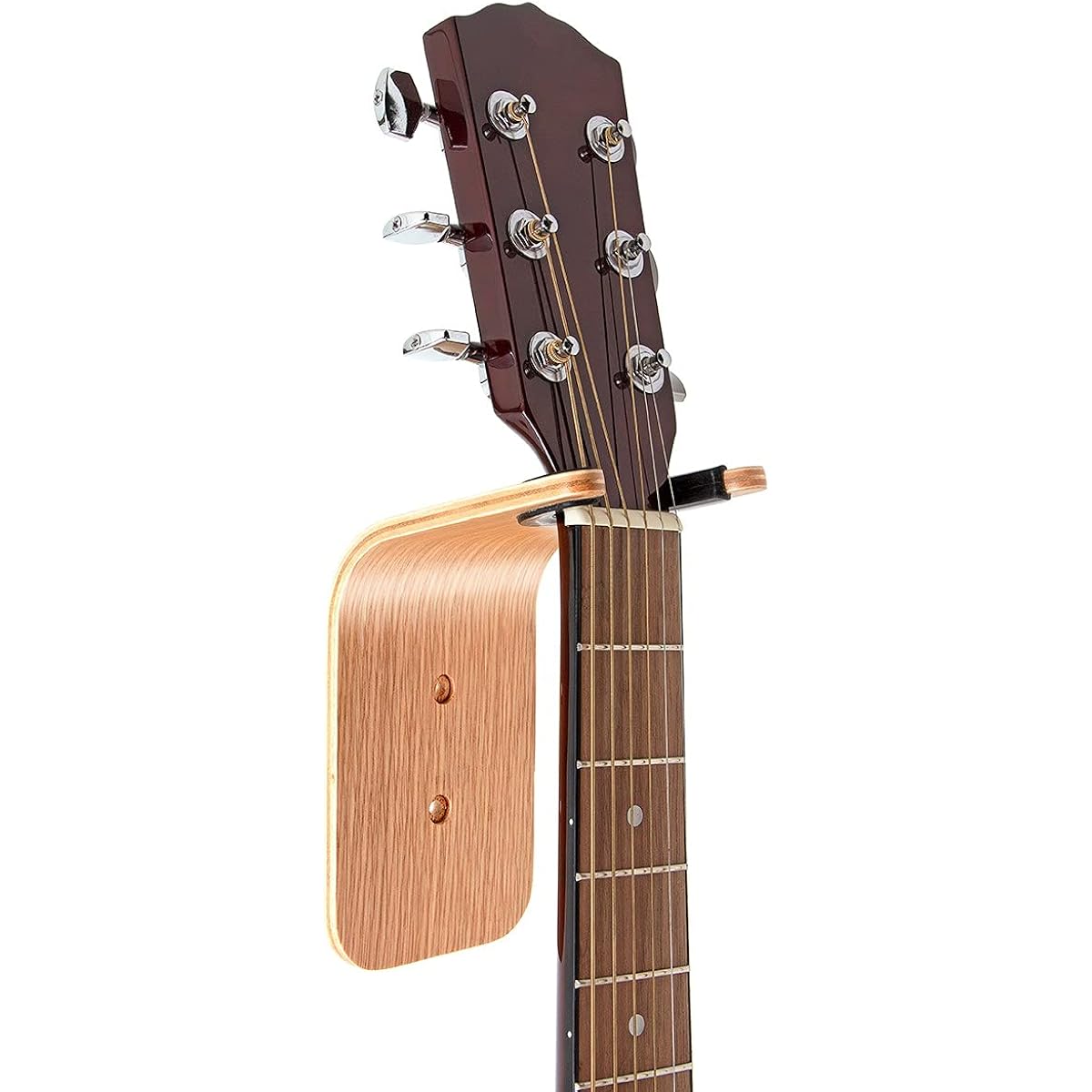 Guitar Wall Hanger Handmade Unique Design Bent Wood Guitar Hanger Wall Mount Guitar Holder Acoustic Guitar Accessories Ukulele Wall Mount Stand Wall Guitar Mount Guitar Hook (2 Pack, Oak)