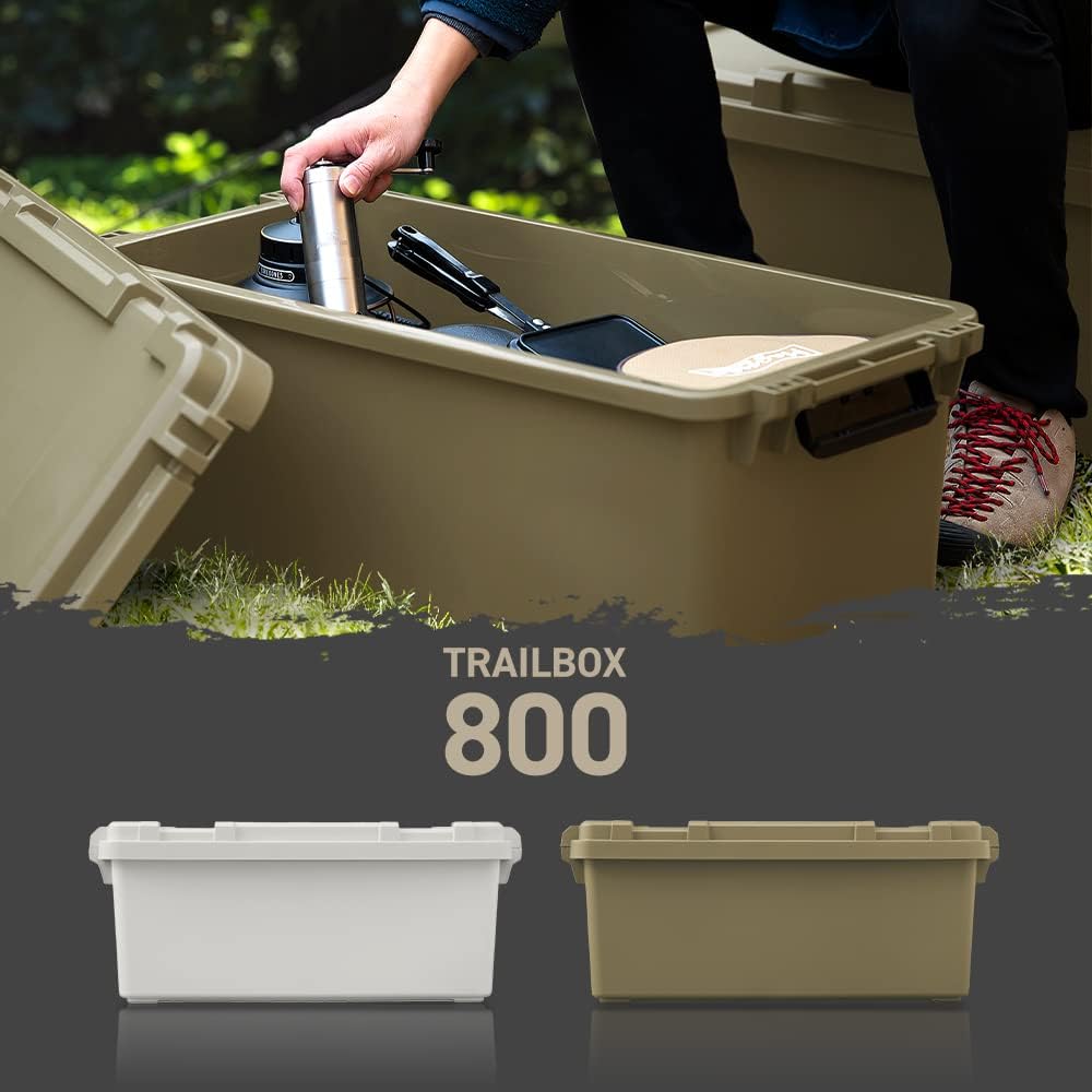 Iris Ohyama Storage Case TRAILBOX TRB800 Khaki Set of 4 Storage Box New Life Stacking Width 37.6cm Height 32.8cm Depth 78.8cm Clothes Storage Toy Box Outdoor Storage Trunk Storage