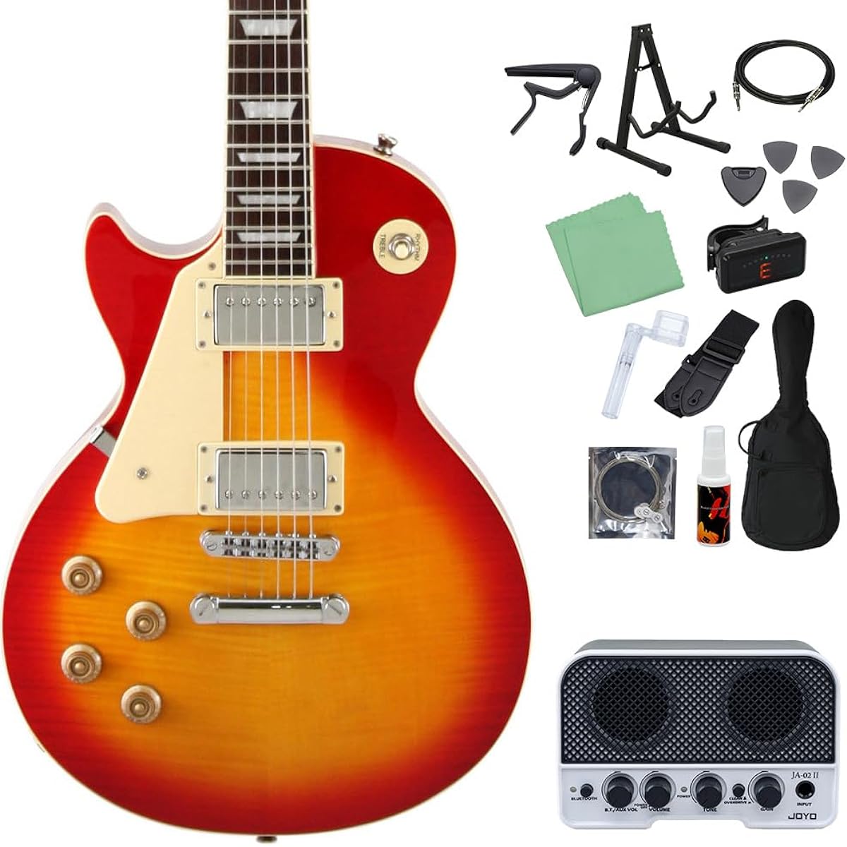 Blitz by AriaProII BLP-450/LH CS Electric Guitar Beginner 14-piece Set [Includes Bluetooth Mini Amplifier] Les Paul Standard Cherry Sunburst Left-Handed Blitz