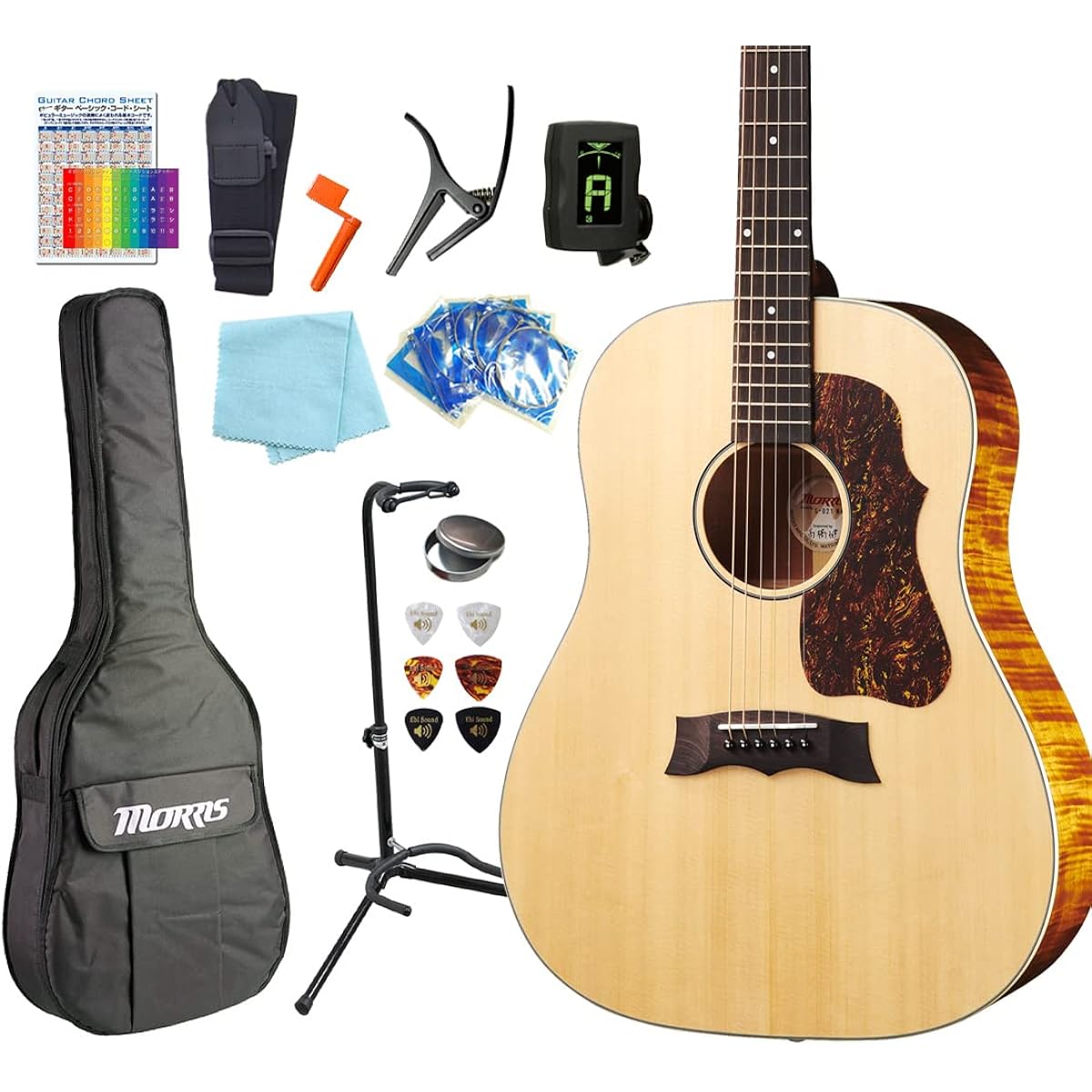 MORRIS G-021 Beginner Introductory 13-piece Set Acoustic Guitar SBK [98765] [Safe to ship after inspection]