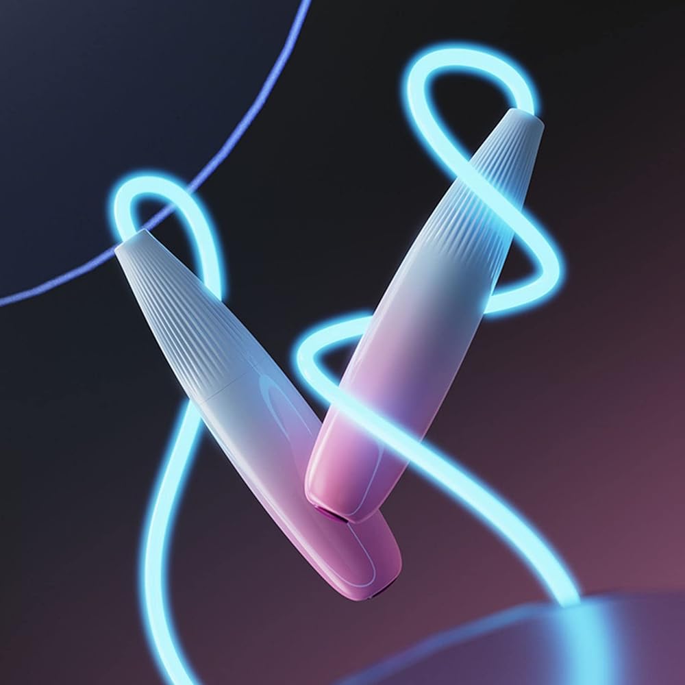 Garosa Glowing Jump Rope Jump Rope Fiber Optic Rope Speed Training Streamlined Design Beginner Glowing Jump Rope (One Size Fits Most)