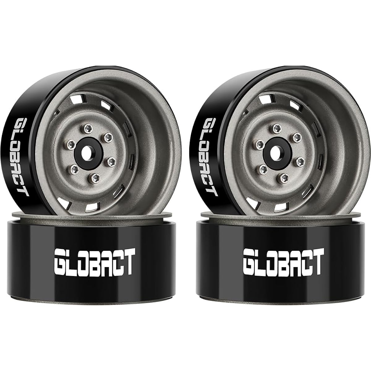 GLOBACT Aluminum 1.9 Beadlock Wheel RC Wheel Hub 1/10 TRX4 TRX6 Axial SCX10 I II III Pro Redcat RC Crawler Upgrade Accessory (4 Titanium)