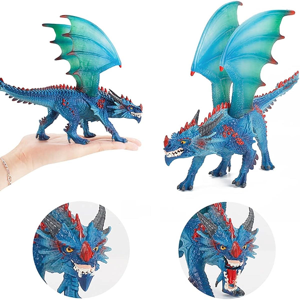 Realistic Snow Dragon Model Figure Toy Blue Flying Dragon Figure Collection Dinosaur Gifts Wonderful Creatures of Earth