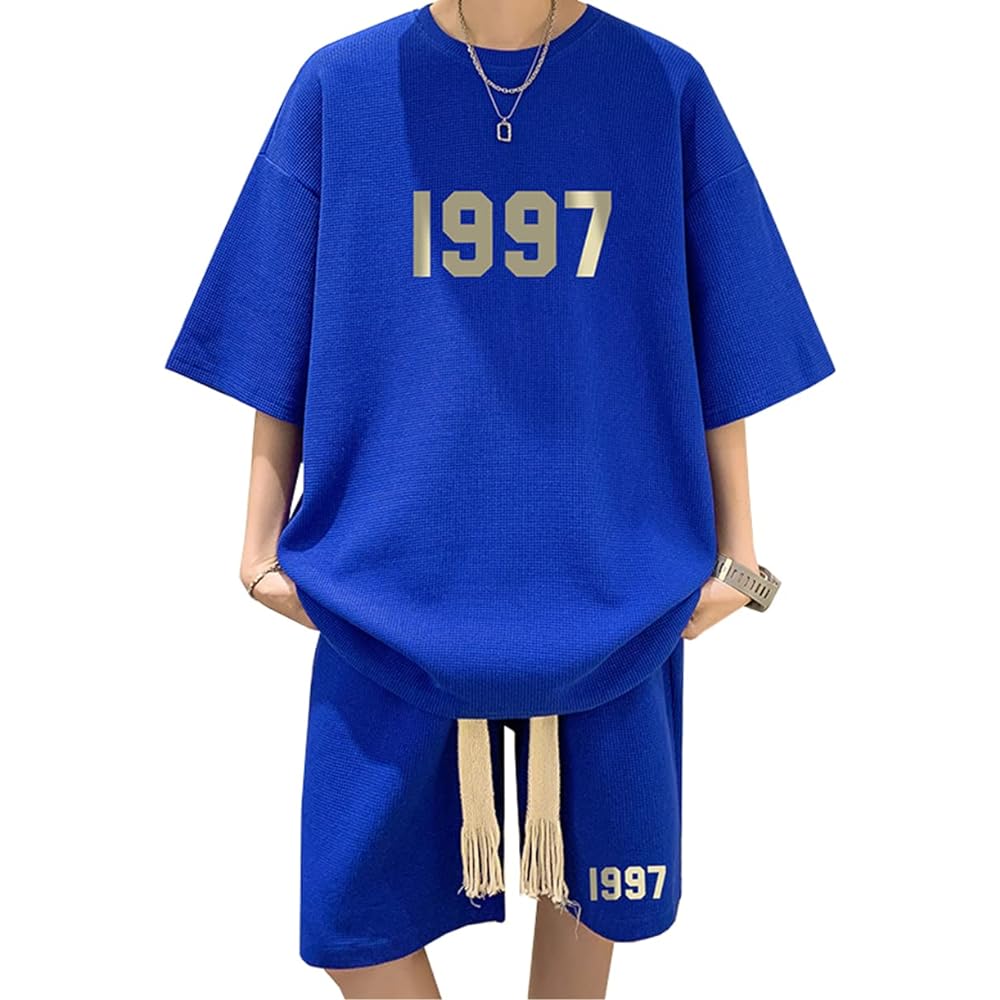 [ANGELCITY] Summer Setup Men's Sweatshirt Jersey T-Shirt Half Pants Shorts Top and Bottom Set Short Sleeve Short Pants 2 Piece Set Room Wear Loungewear Training Wear Large Size L897