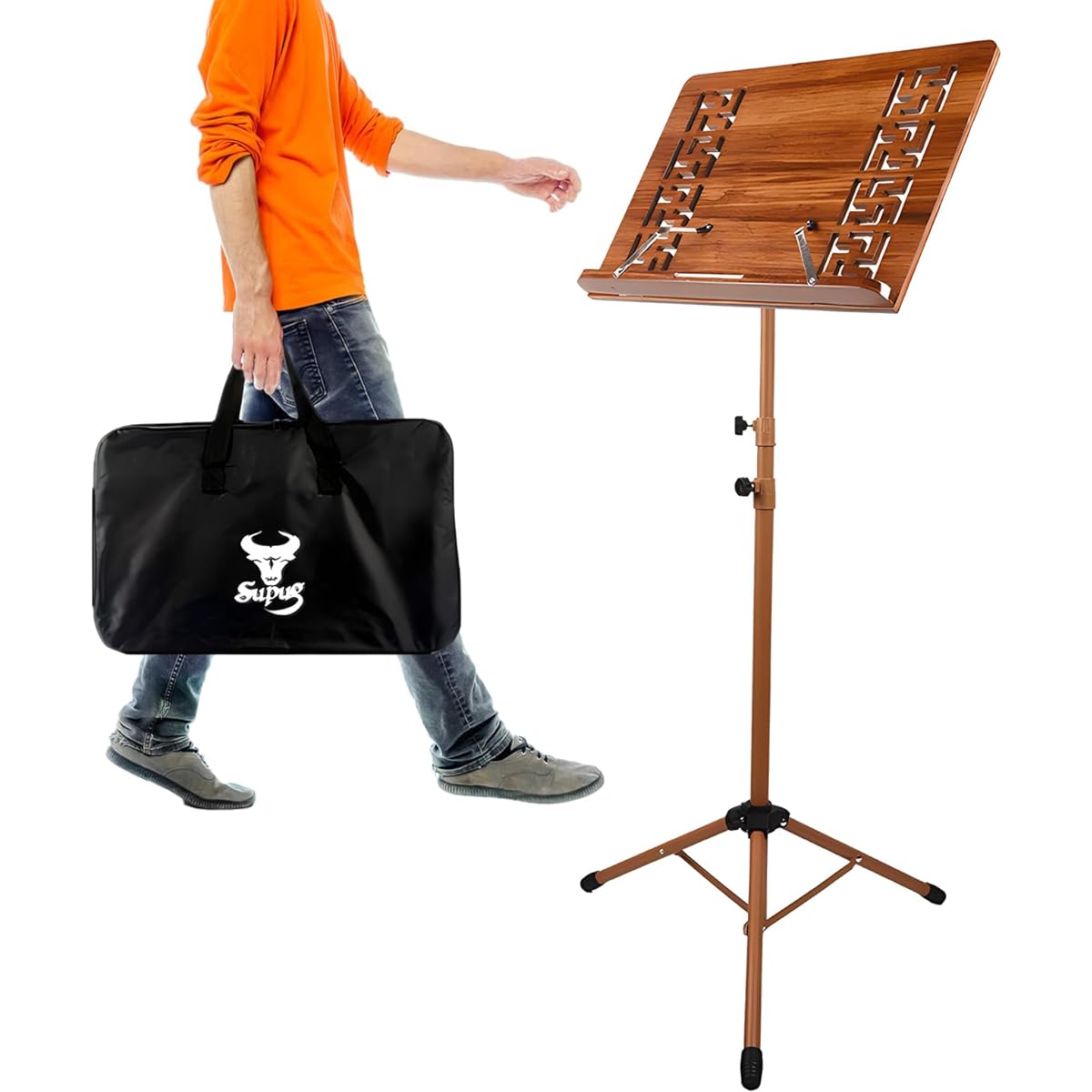Professional Wooden Music Stand with Bag Adjustable Portable Sheet Music Stand for Musicians Elegant Wooden Design for Home or Studio Versatile Stand for Sheet Music and Books
