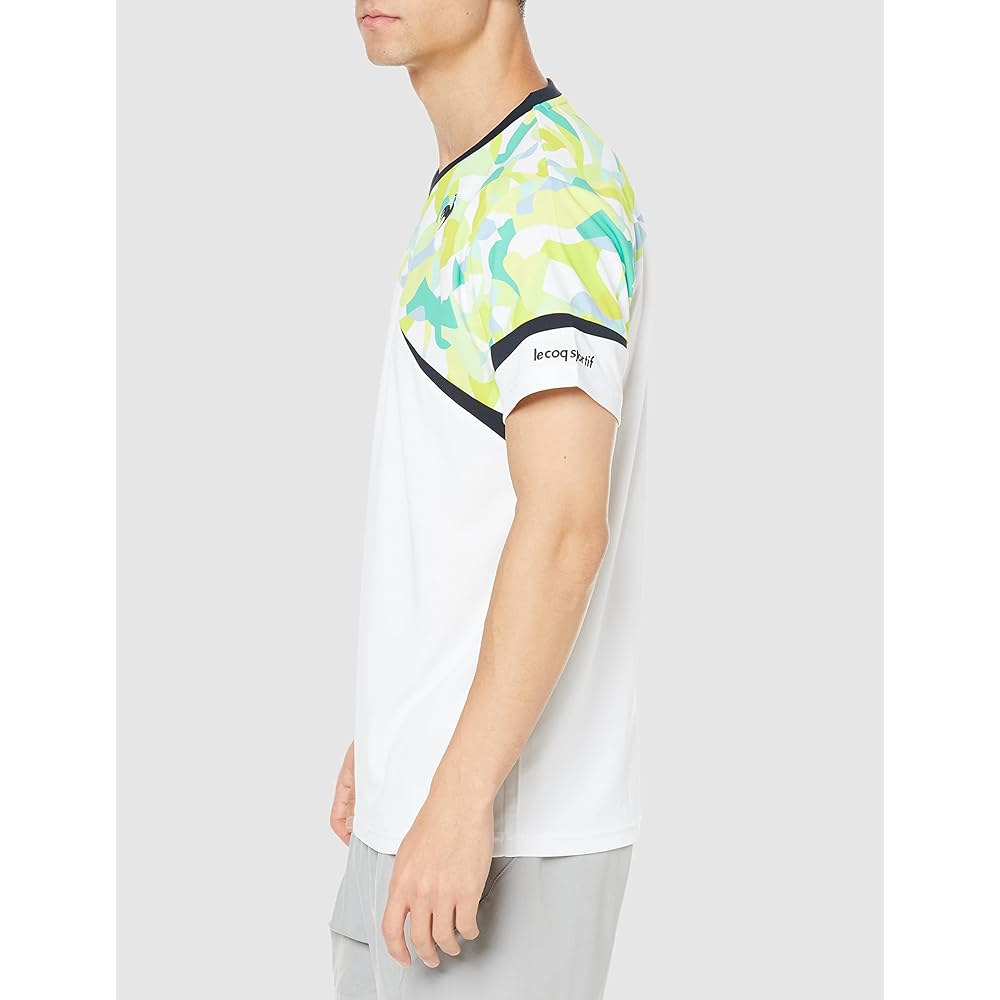 [Le Coq Sportif] Short Sleeve Game Shirt, All Over Pattern, Tennis Practice Match, JTA, Sweat Absorbent, Quick Drying, UV Protection (UPF50+), Thermal Cooling