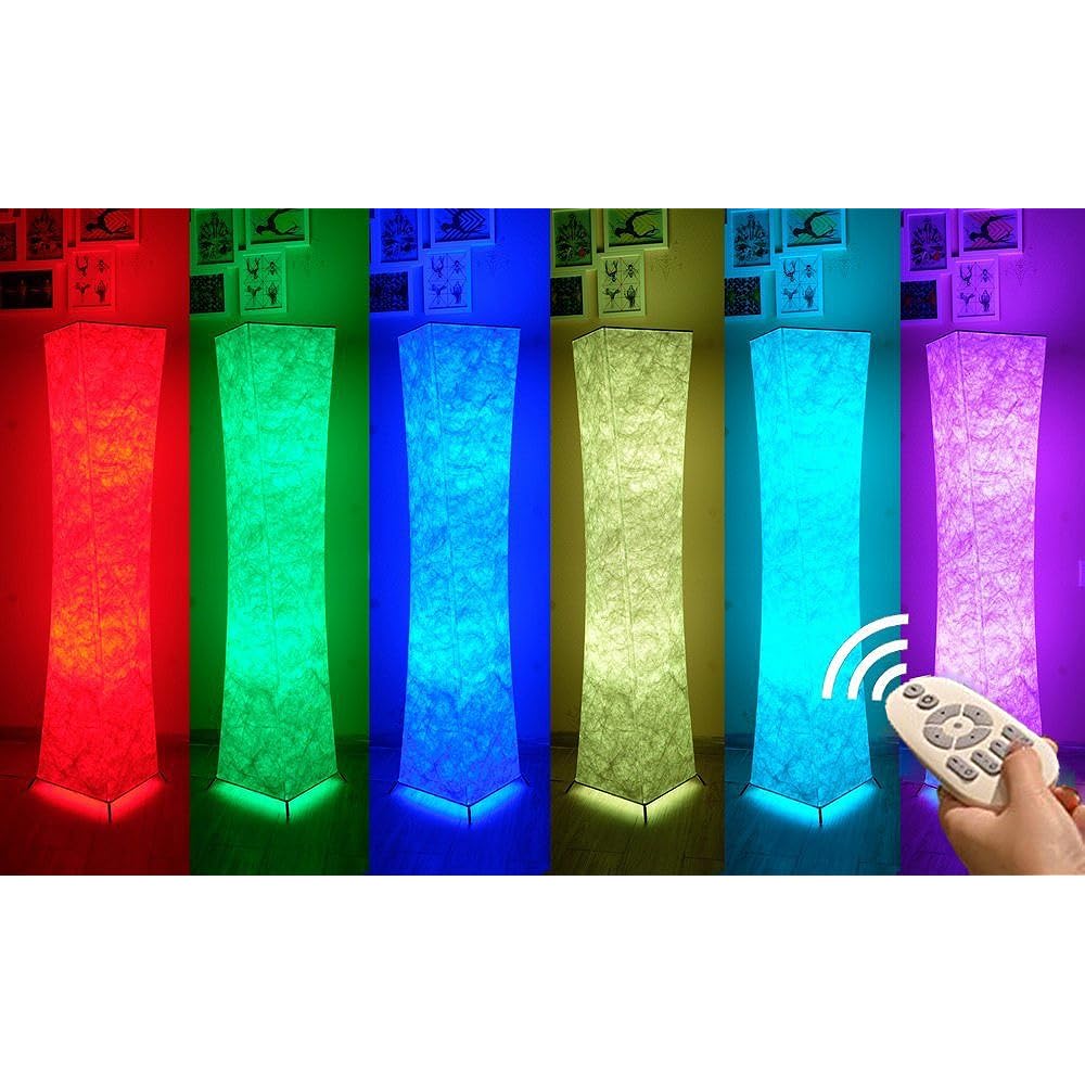 LEONC creative floor light, floor lamp, floor stand, illumination, indirect lighting, light & color changing RGB bulb (9W/2), seven color conversion, wireless remote control, automatic timer, bedroom, drawing room, interior, 26 x 132 cm (General height)