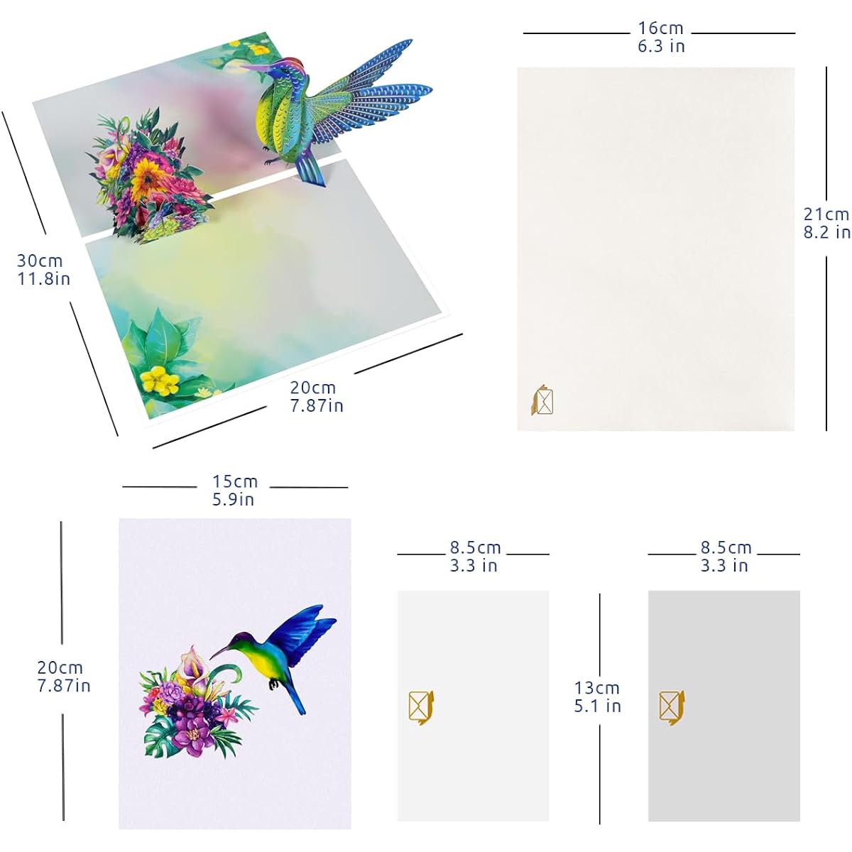CNLITIHEKA 3D Hummingbird Pop Up Card Happy Birthday Card Mother's Day/Father's Day Card Anniversary Valentine Thank You Thinking of You Gift with Envelope and Blank Paper