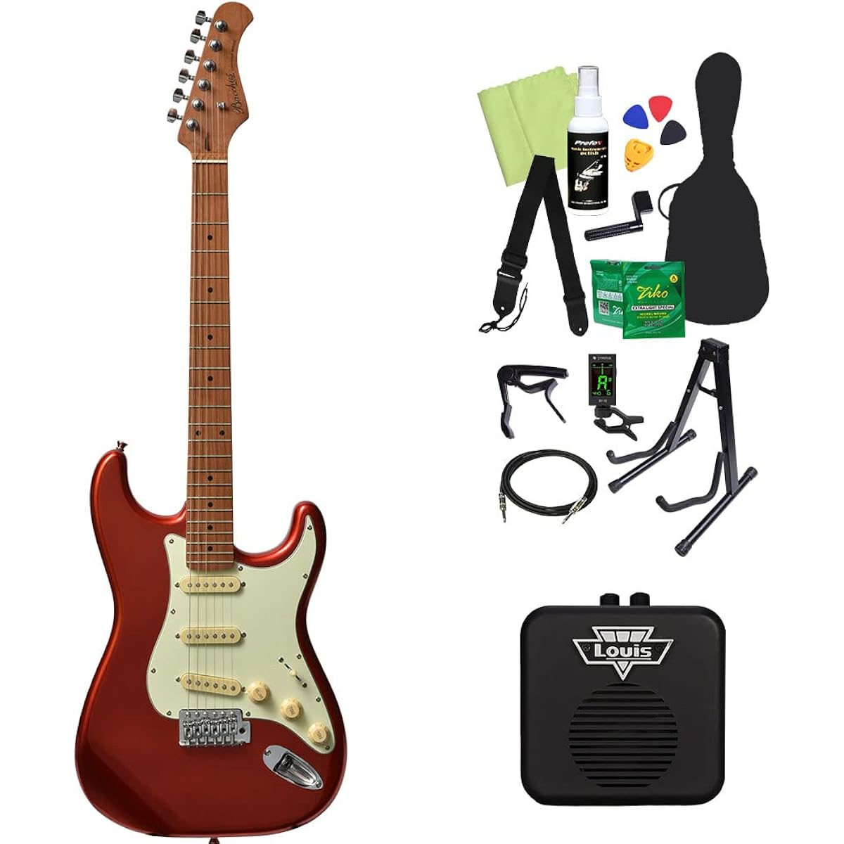 Bacchus BST-1-RSM/M Electric Guitar Beginner 14-piece Set [With Mini Amp] SFG Stratocaster Type Roasted Maple Neck Bacchus