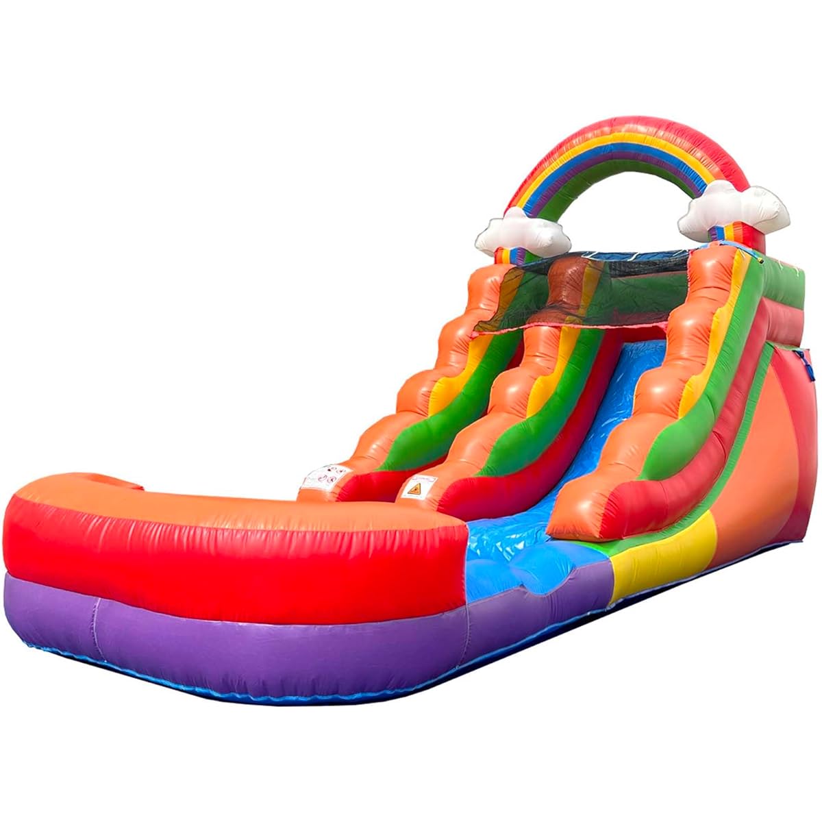 Pogo Bounce House Inflatable Water Slide for Kids (No Blower) - 21' x 9' x 12' Backyard Inflatable Slide for Summer Fun - Rainbow Cloud Slide with Water Pool