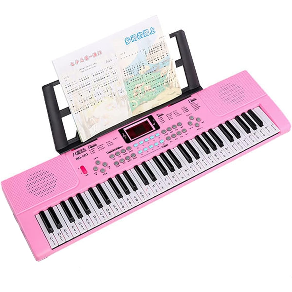 Electronic Piano Beginner's Digital Piano 61 Keyboard Music Stand Electric Piano Keyboard (Color: Pink_68X20X5.5cm)