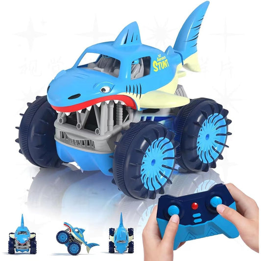 Shark Remote Control Car Amphibious RC Car All Terrain 2.4GHz Direct Charging RC Truck 360 Degree Rotation LED Monster Shark Truck Christmas Birthday Gift for Boys Girls Age 3 4 5 6 7 8 9 10 11 12