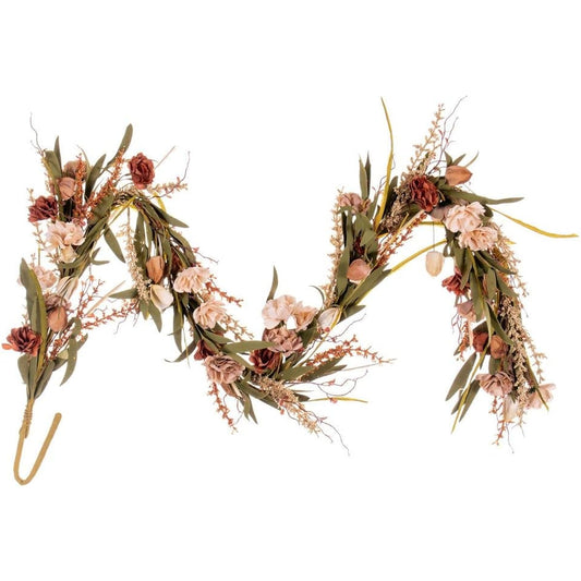 Vickerman 5' Brown and Cream Artificial Carnation Chinese Lantern Garland