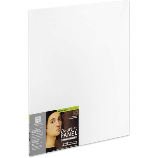 Ampersand Art Supply PWP9M1620 Wood Gesso Artist Painting Panel: Smooth Primed, 16" x 20", 3/8" Flat Profile