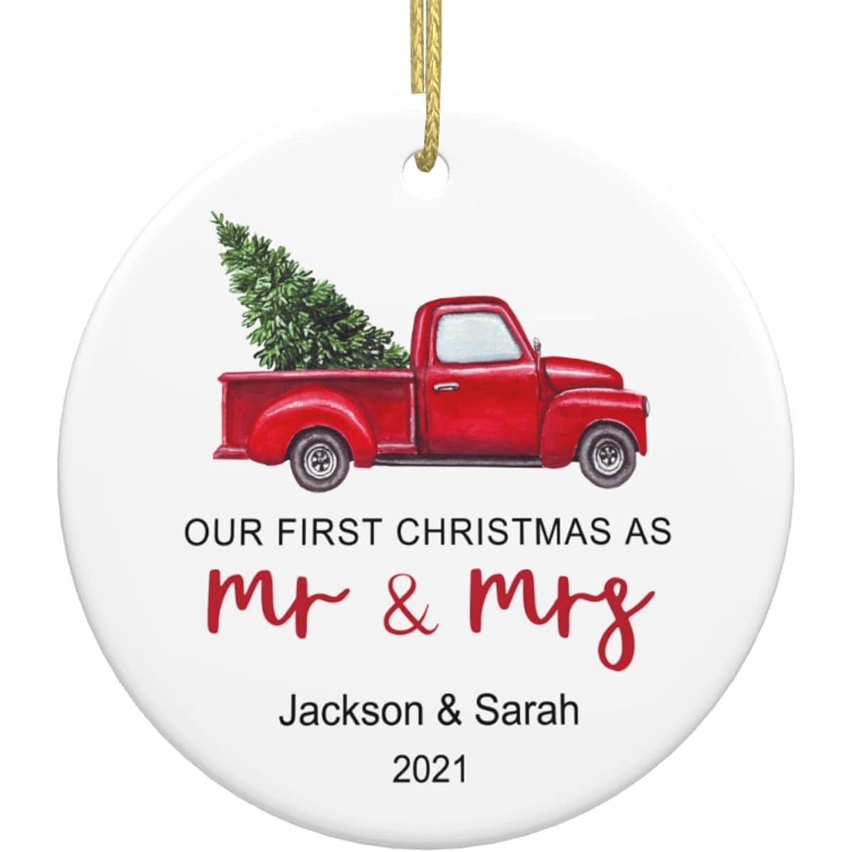 Personalized First Christmas Wedding Ornament 2021 Christmas Tree Home Decoration