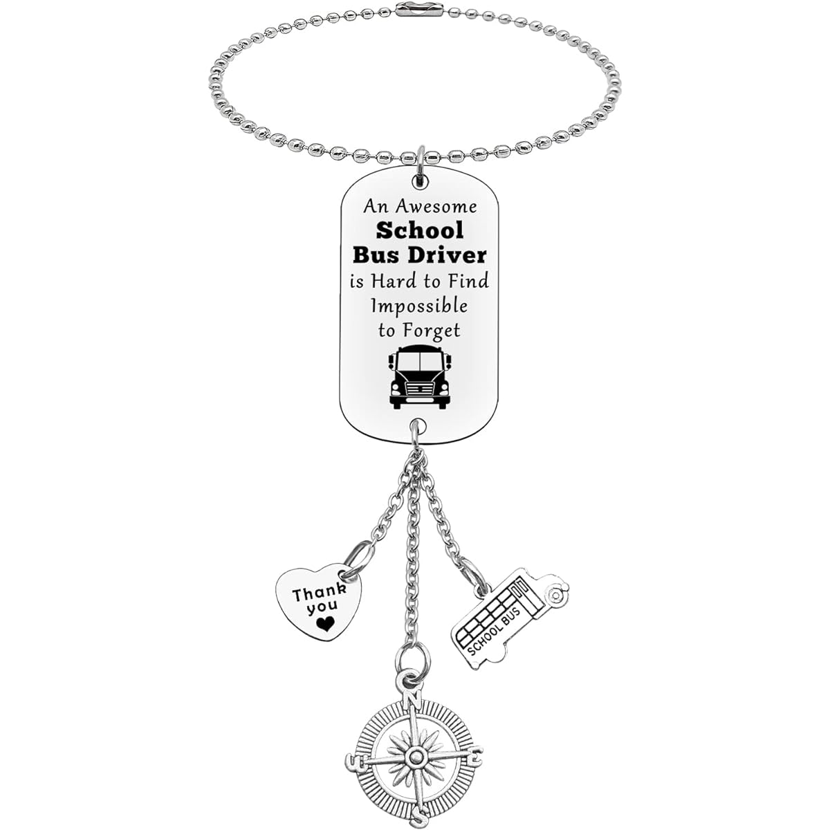School Bus Driver Appreciation Gift Car Interior Decoration Thank You for Bus Driver Rearview Mirror Pendant Back to School Graduation Father's Day Retirement Birthday School Bus Driver
