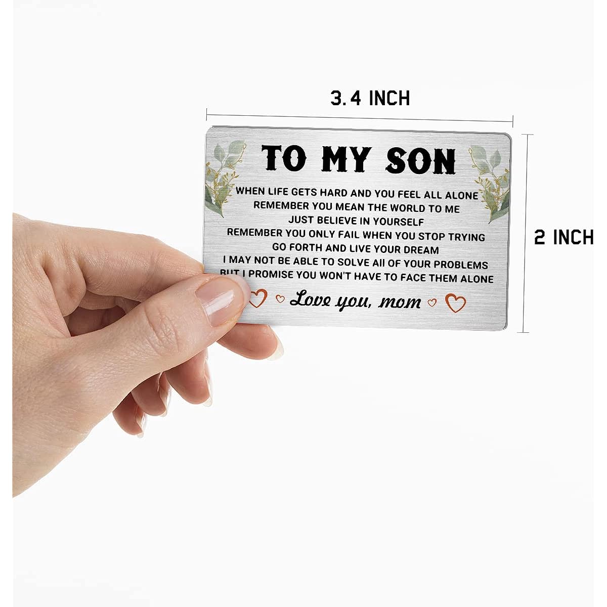 Son Motivational Wallet Insert Cards Gifts from Mom Son Love Colorful Metal Wallet Card Love Note Message Inspirational Birthday Christmas Graduation Gift