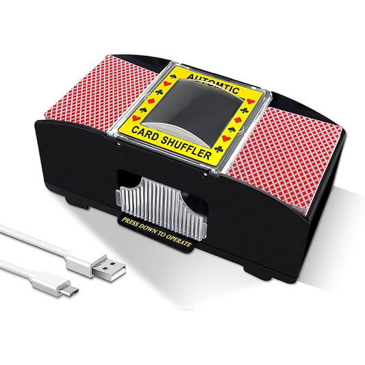 Ni-SHEN Casino Automatic Card Shuffler USB/Battery Powered for Family Party Poker/Blackjack/UNO (1-2 Deck Card Shuffler)