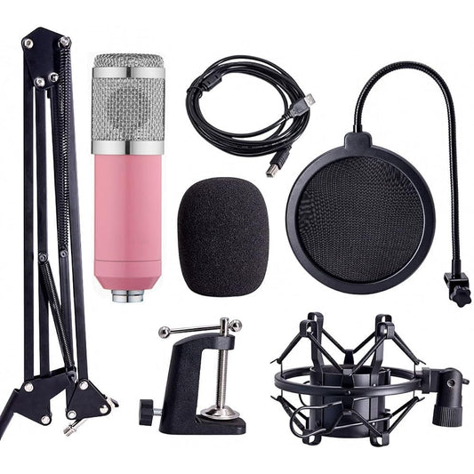 Aokicase USB Hanging Condenser Microphone Set 192KHz/24-bit Gaming Microphone PC Microphone for Streaming/Online Classes/YouTube/Tiktok/Ins/Podcasts/Recording/Microphone or Mac/PS4/PS5 (Pink) USB-BM800