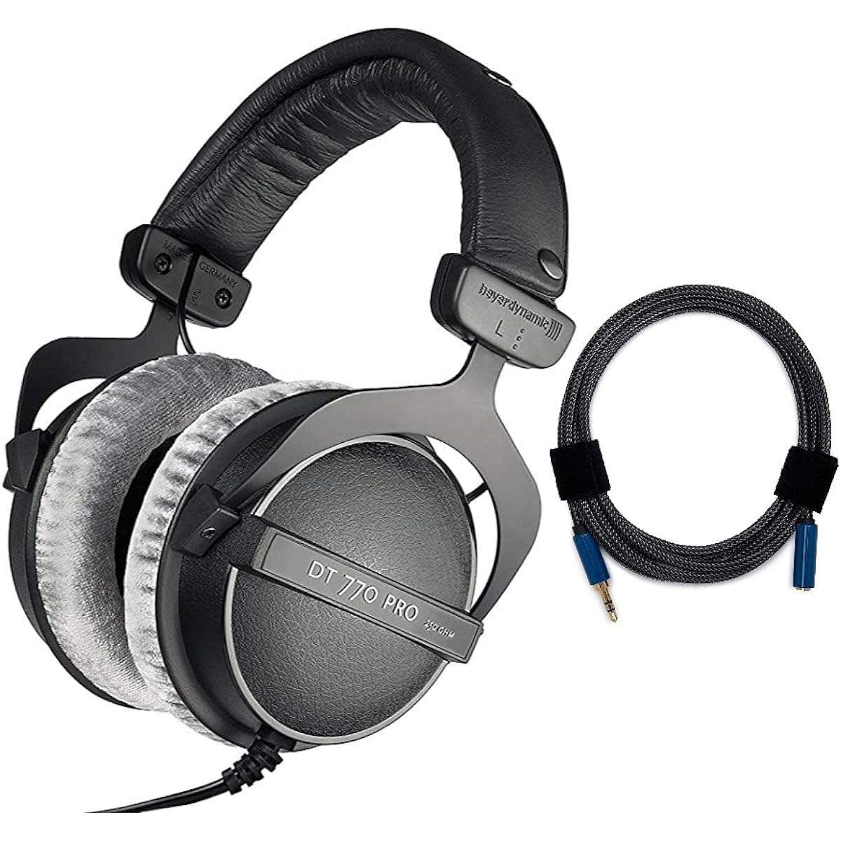 beyerdynamic DT 770 PRO Headphones (250 Ohm) Nylon Braided Audio Extension Cable (2 Items)