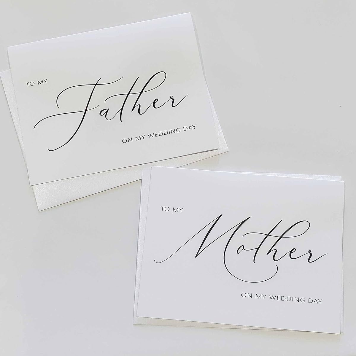 Set of 2 Wedding Day Cards for Mom and Dad with Sparkly Envelopes Wedding Day Cards for Dad