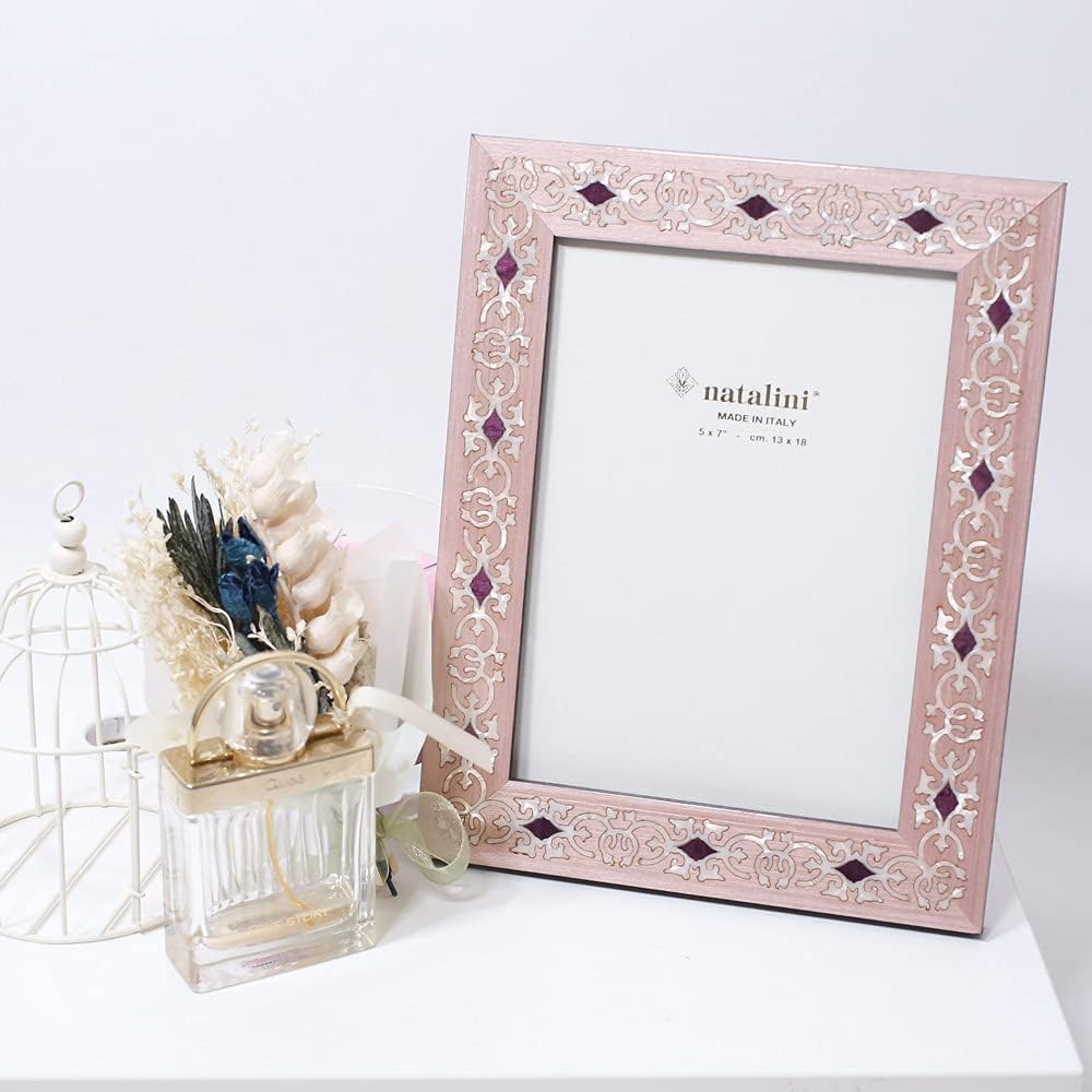 Photo Frame NATALINI Made in Italy Natalini Photo Frame Handmade Bergamo Pink Pink Interior Wooden Photo Holder