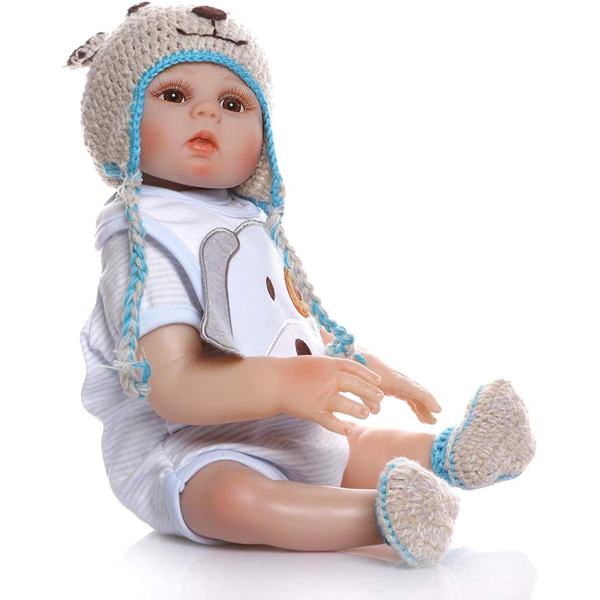 TERABITHIA 18" 48cm Real Life Blue Puppy Premier Baby Size Newborn Khadi Baby Doll Look Real Silicone Vinyl Full Body Reborn Doll Anatomically Accurate Washable Boy