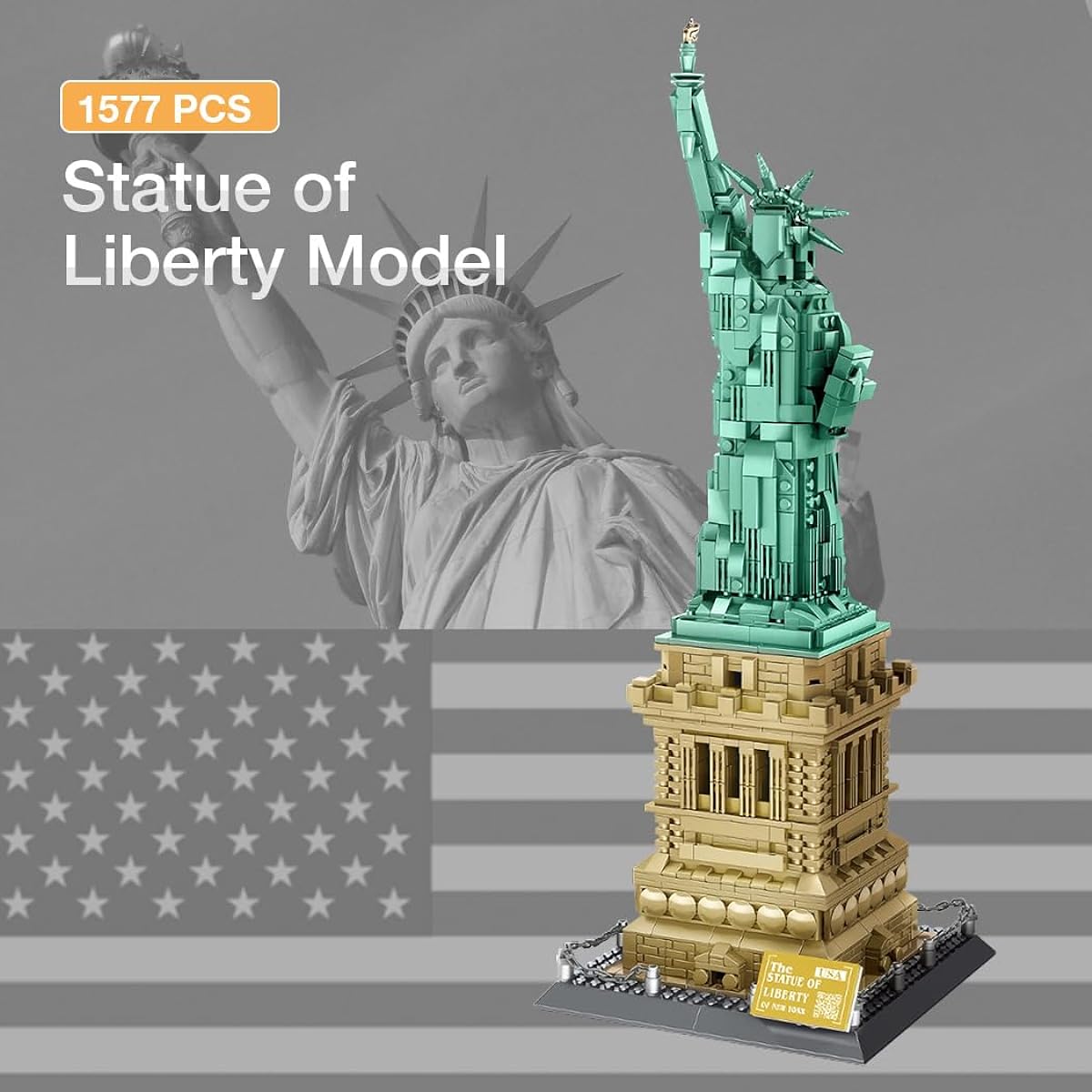 Etarnfly Statue of Liberty Building Blocks Set, World Famous Architectural Landmark Series Model, Creative Building Kit for Kids and Adults (1577 Pieces, Compatible with Major Brands)