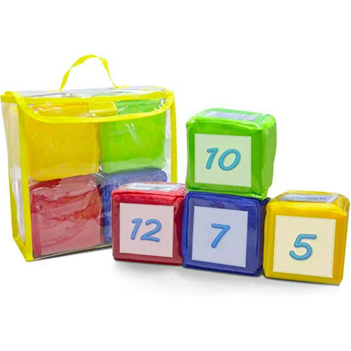Eamay Play Game Dice Soft Foam Cubes Set of 4 Learning Pocket Cubes for Ages 5 Months and Up