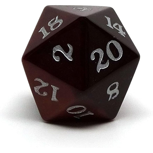 Stone D20 Dice - Individual Semi-Precious Stone 20 Sided Dice - Signature Font (Red Tiger Eye)