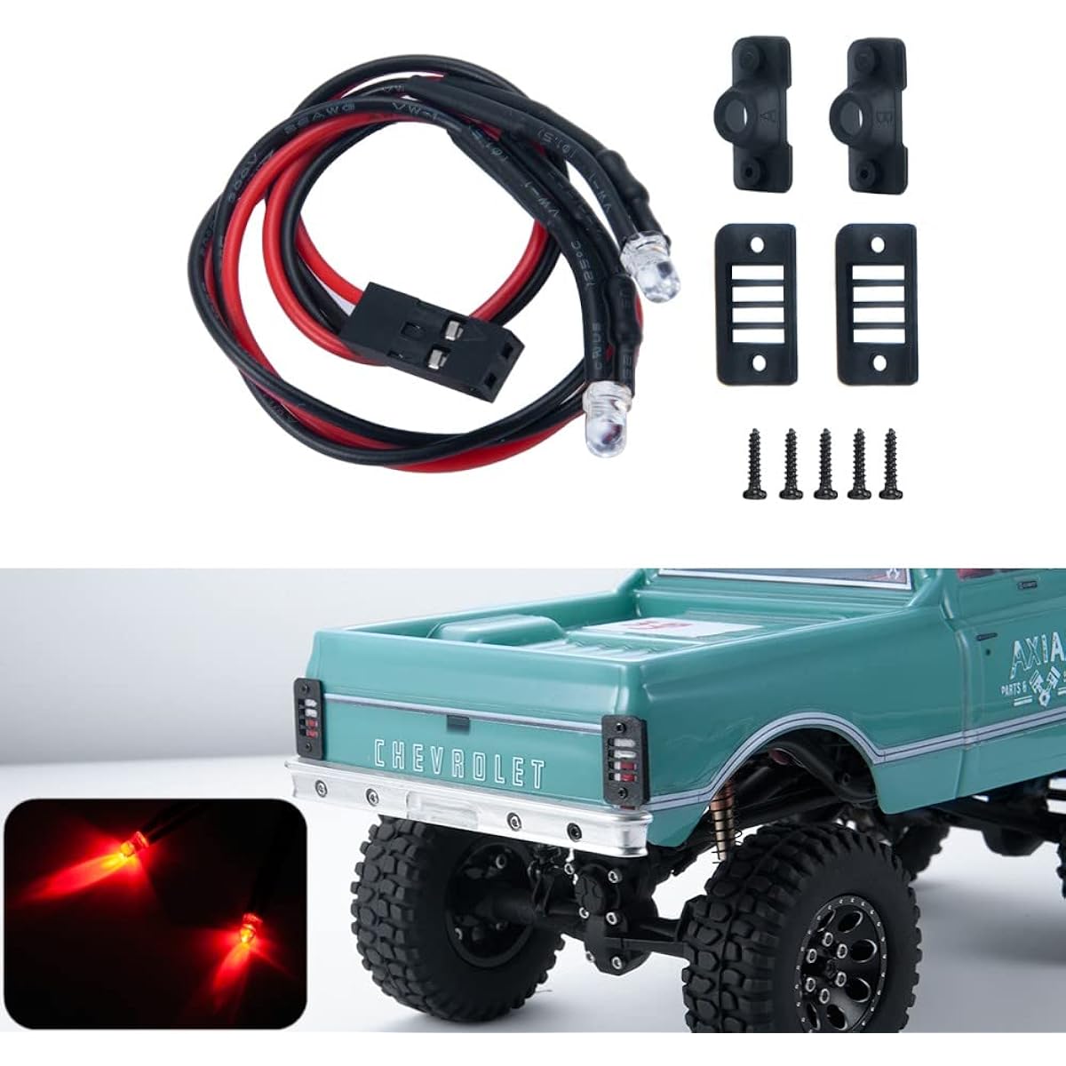 RCLIOLN RC 1/24th Rear Light Lamp Red LED Tail Light Set for Axial SCX24 AXI00001 RC Crawler Car Upgrade