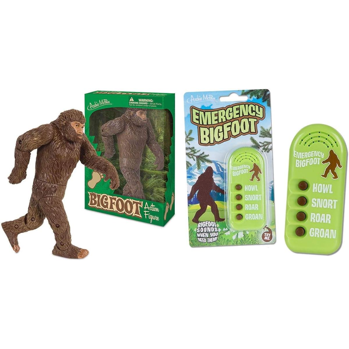 Bigfoot Gag Gift Duo Bigfoot Action Figure and Emergency Bigfoot Electronic Noisemaker Perfect for Bigfoot Enthusiasts