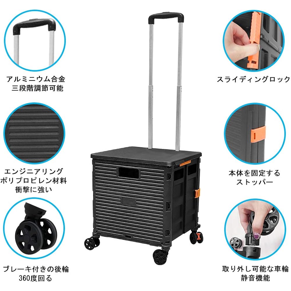 Carry Cart Trolley Outdoor Foldable Cart Carry Shopping Cart Shopping Cart For Fishing, Sports Days, Carrying Kerosene, Shopping, Ultra Compact, For Camping, Travel Equipment, Quiet, Load Capacity 40KG