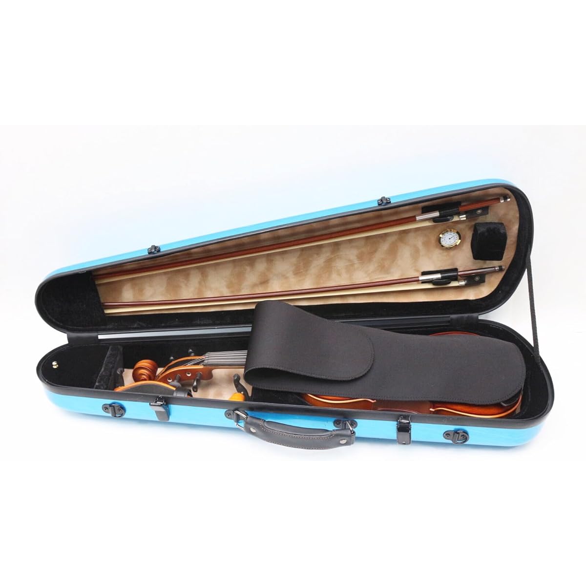 WUQIMUSC Violin Case 4/4 Full Size Hard Shell Waterproof Violin Box Surface Texture Design Travel Case, Blue, #Blue, Back Strap.