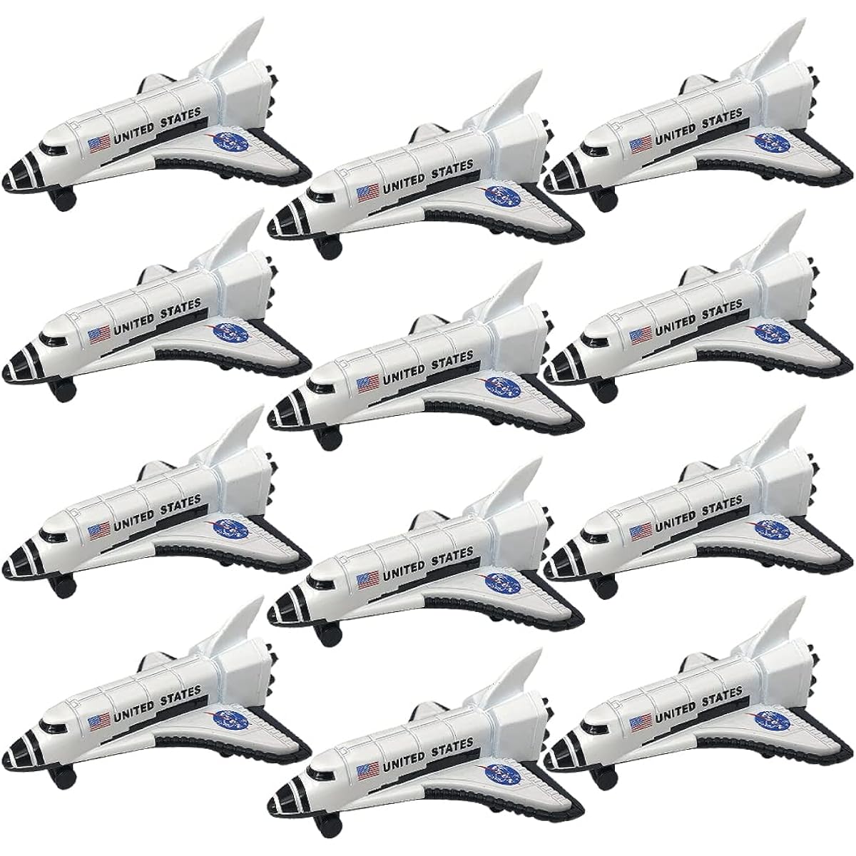 ArtCreativity Diecast Space Shuttles - Set of 12 - Durable Die Cast Metal NASA Spaceship Toys, Astronaut Cake Decorations, Space Themed Party Favors, Goodie Bag Fillers