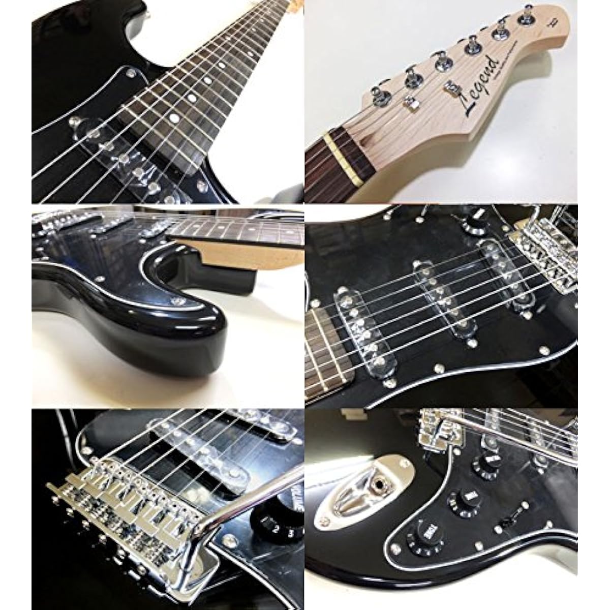 Electric guitar beginner set, Stratocaster type, 15-piece set with Marshall amp, Legend LST-Z BBK