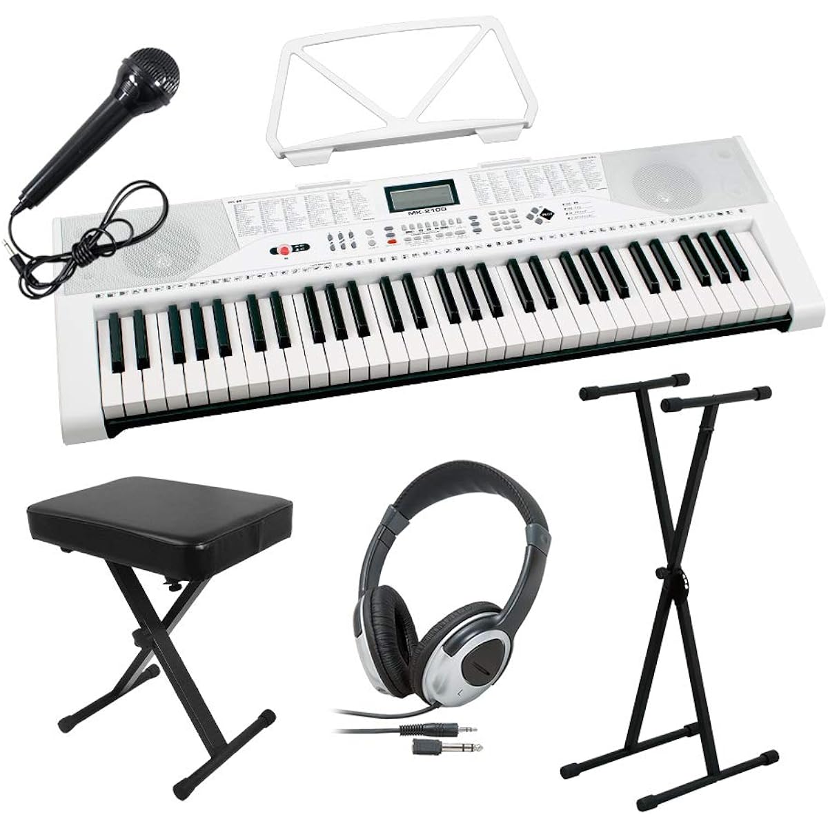 JOY MK-2100 Stand/chair/headphone set 61 keys with microphone and music stand Joy keyboard electronic piano