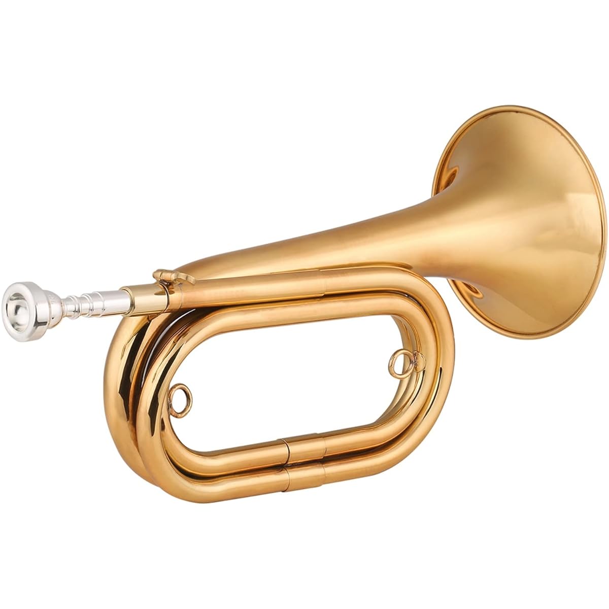 Brass Tuber Call Gold Plated Trumpet Cavalry Knight Mouthpiece with Carrying Bag Musical Instrument for Beginner Orchestra