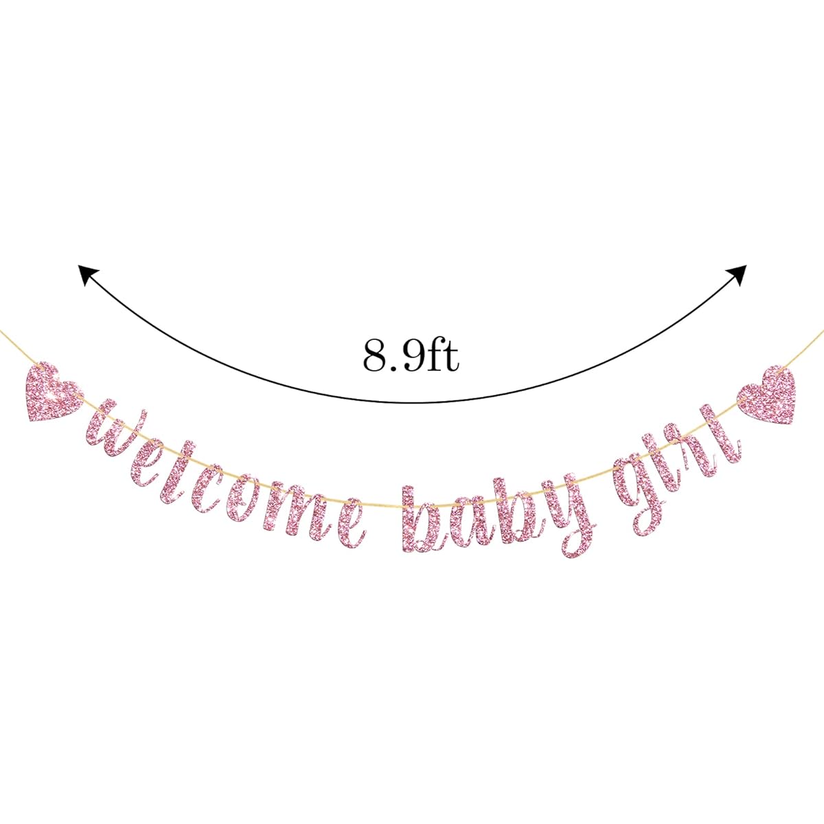 Belrew Welcome Baby Girl Banner, It's a Girl Baby Shower Decorations, Gender Reveal Party, Baby Grill 1st Birthday Party Decorations Supplies, Sparkly Pink