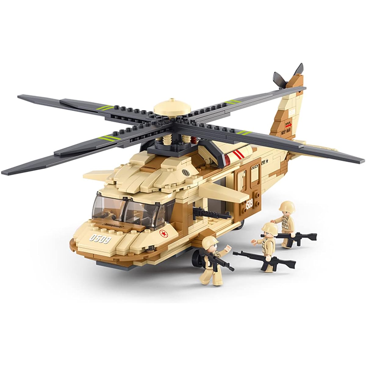 DAHONPA UH-60L Medium Utility Helicopter Black Hawk Military Army Airplane Building Brick Set 4 Figures 439 Pieces Air Force Building Blocks Toys Gifts for Kids and Adults