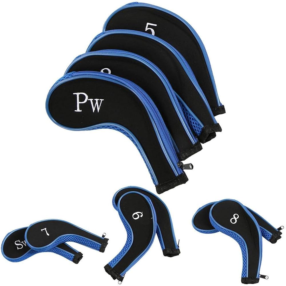 Golf Club Head Cover Golf Club Iron Head Cover 10 Pieces Neoprene Waterproof Wear-Resistant Golf Putter Protector Case Outdoor Golf Training Practice Accessories