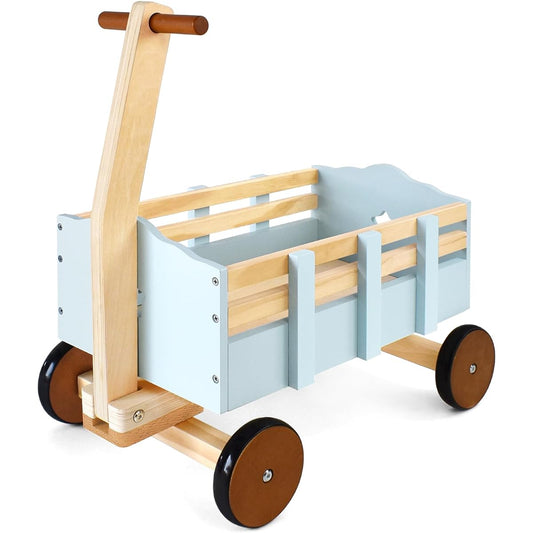 (PairPear) PairPear Wooden Push Wagon Toy Kids Cargo Walker Cart Wagon Baby Walker Toddler Push & Pull Toy Gift for Babies/Boys/Girls