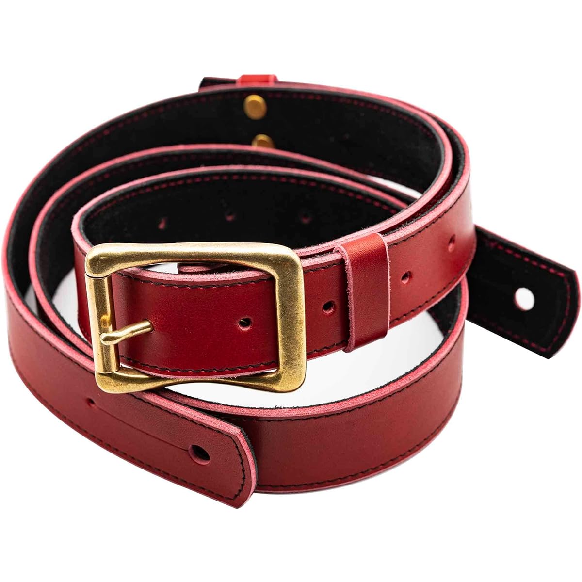 [GBD MUSIC] Made in Japan, Asakusa, Tokyo, luxury handmade guitar strap, leather, red/black, 35mm width, Banshu tanned oil leather/velor, solid brass lock
