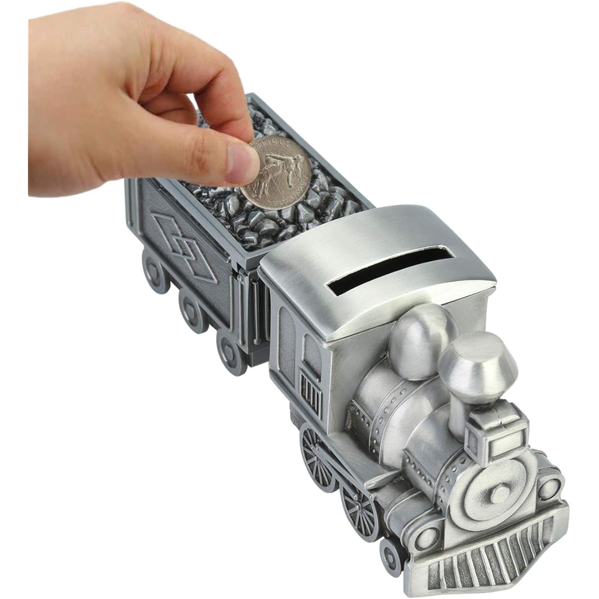 Wal Front Money Saving Box Children Coin Piggy Bank Alloy Retro Train Model Saving Box for Table Decoration