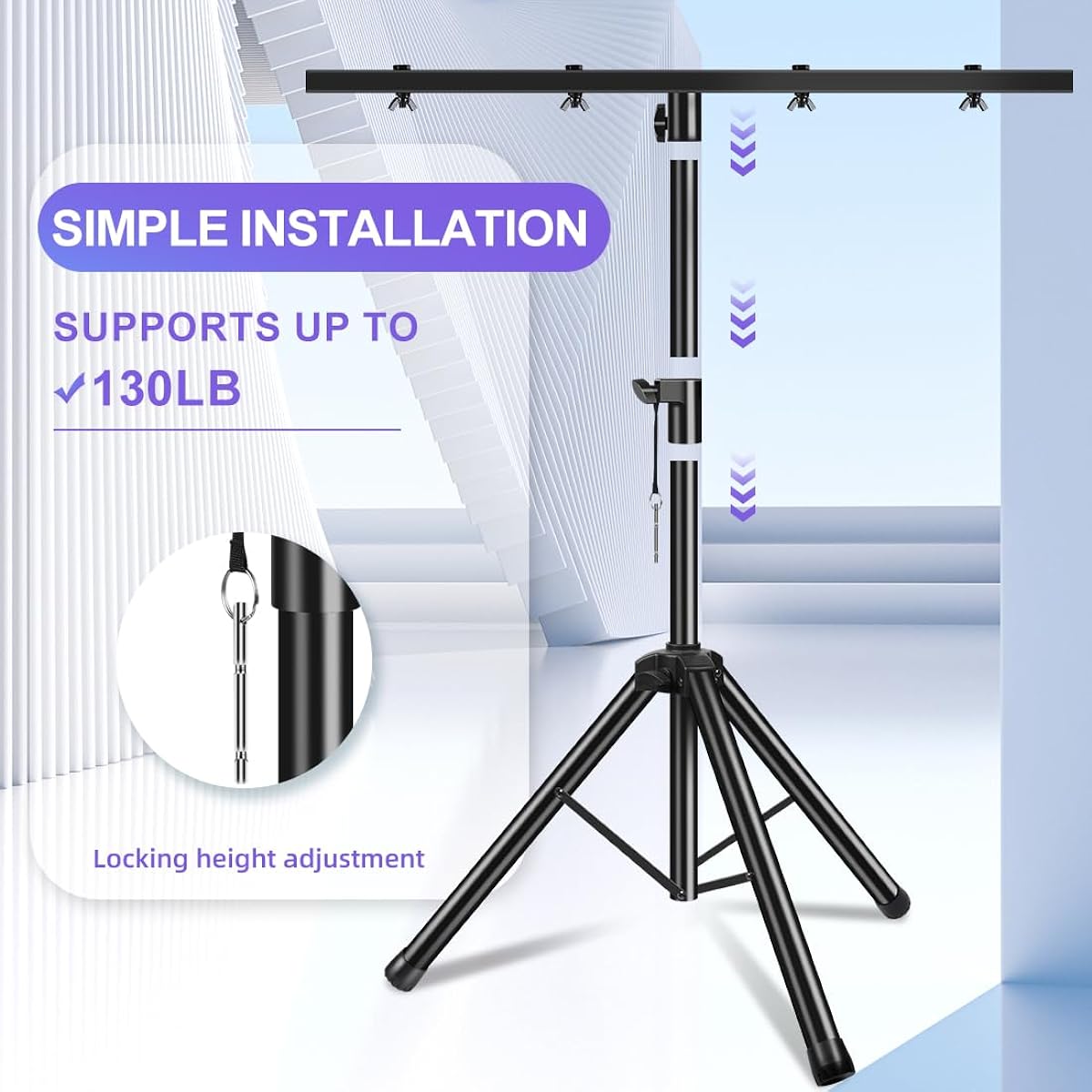 PPH-Sisy DJ Light Stand Heavy Duty Parkan Tripod T Bar Stage Light Stand Adjustable 39-70 inch DJ Lighting Tripod Mount