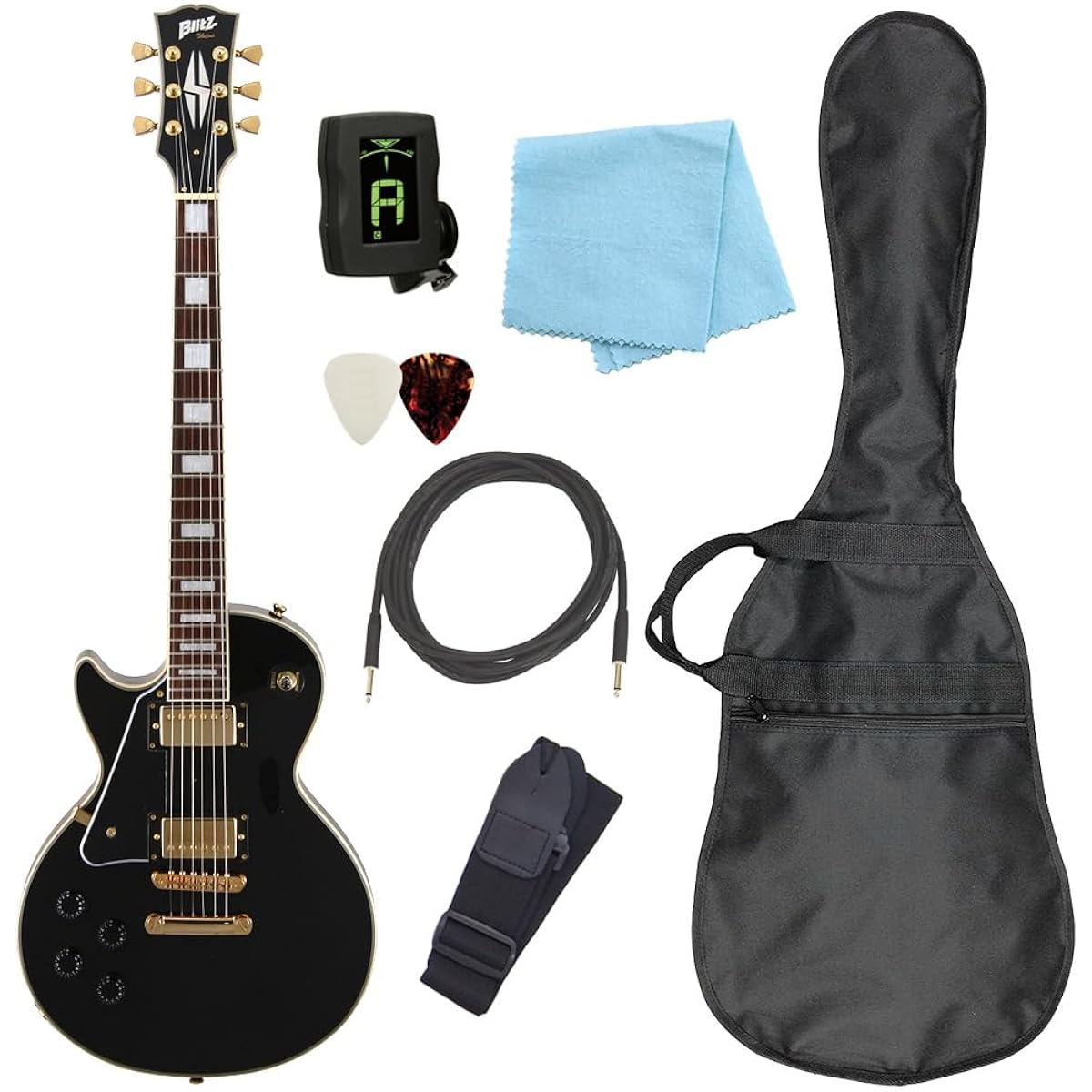 Electric guitar left-handed beginner set Les Paul Custom type 7-piece set Blitz BLP-CST LH BK [98765]