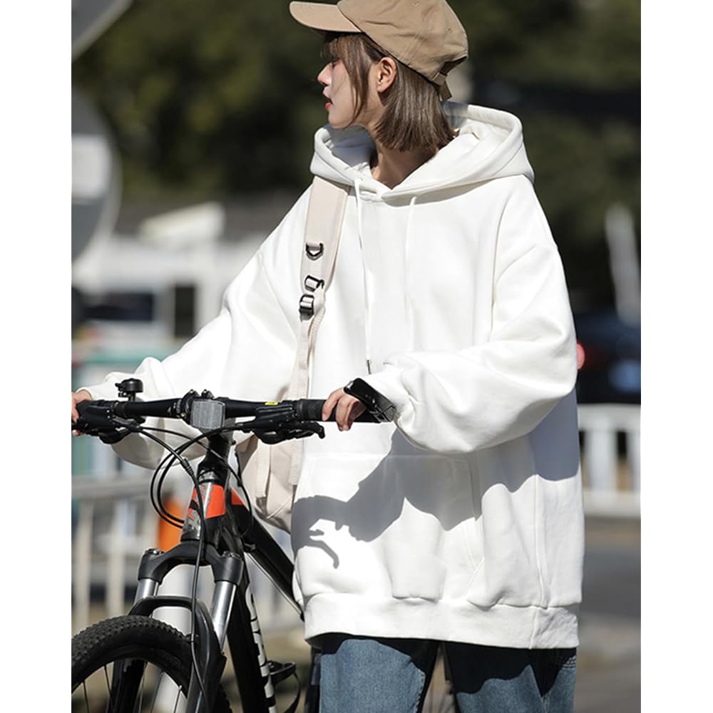 [JHIJSC] Women's Parka, Spring, Long Sleeve, Loose, Brushed Lining, Pullover, Plain, Stylish, Large Size