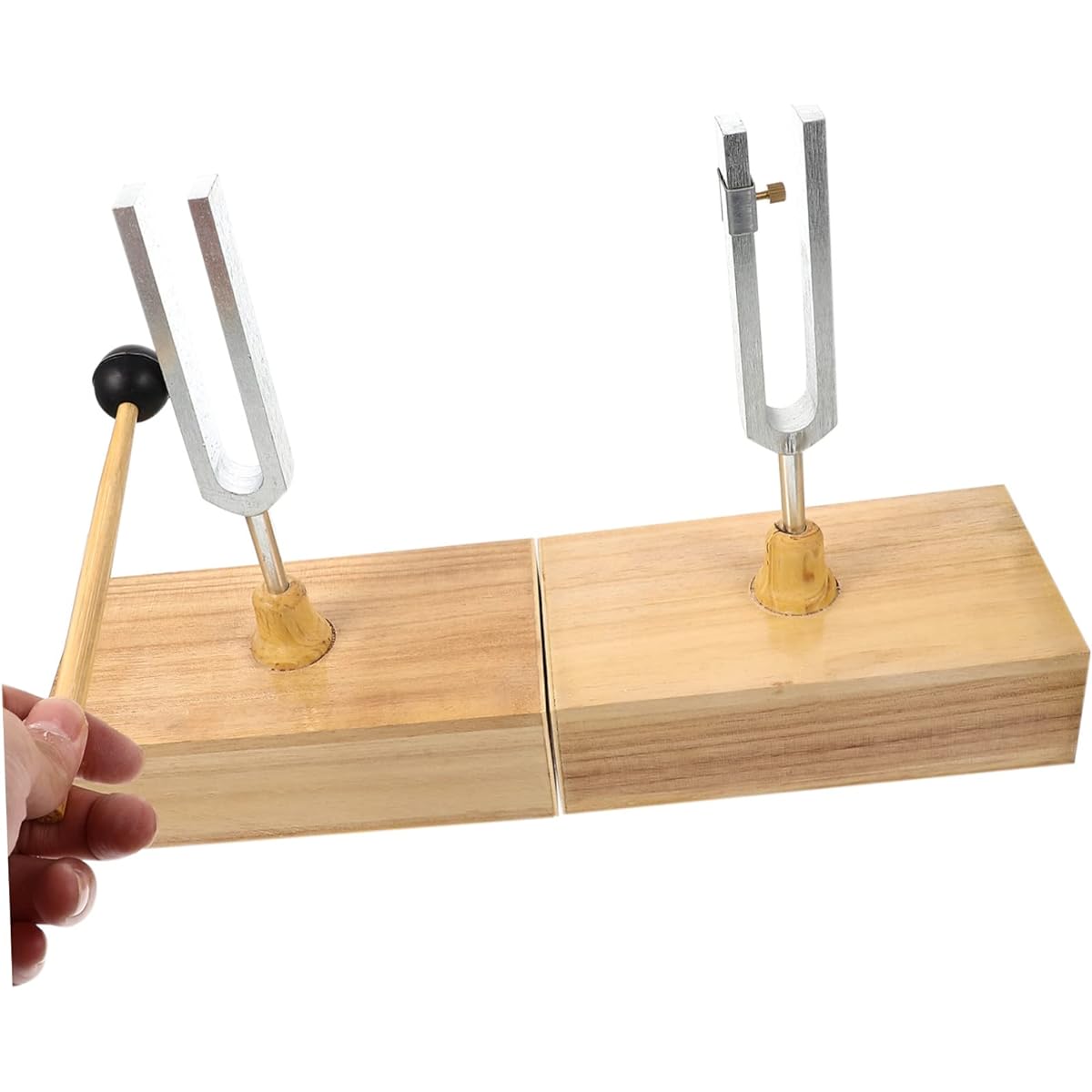 Vaguelly 2 Sets Physical & Folk Tools Er Tuning Hu Musical Instrument Props Guitar Wooden Chakra Experiment Folk Mallet Acoustic Metal Steel Hammer Healing Reliever for Violin DNA Hz
