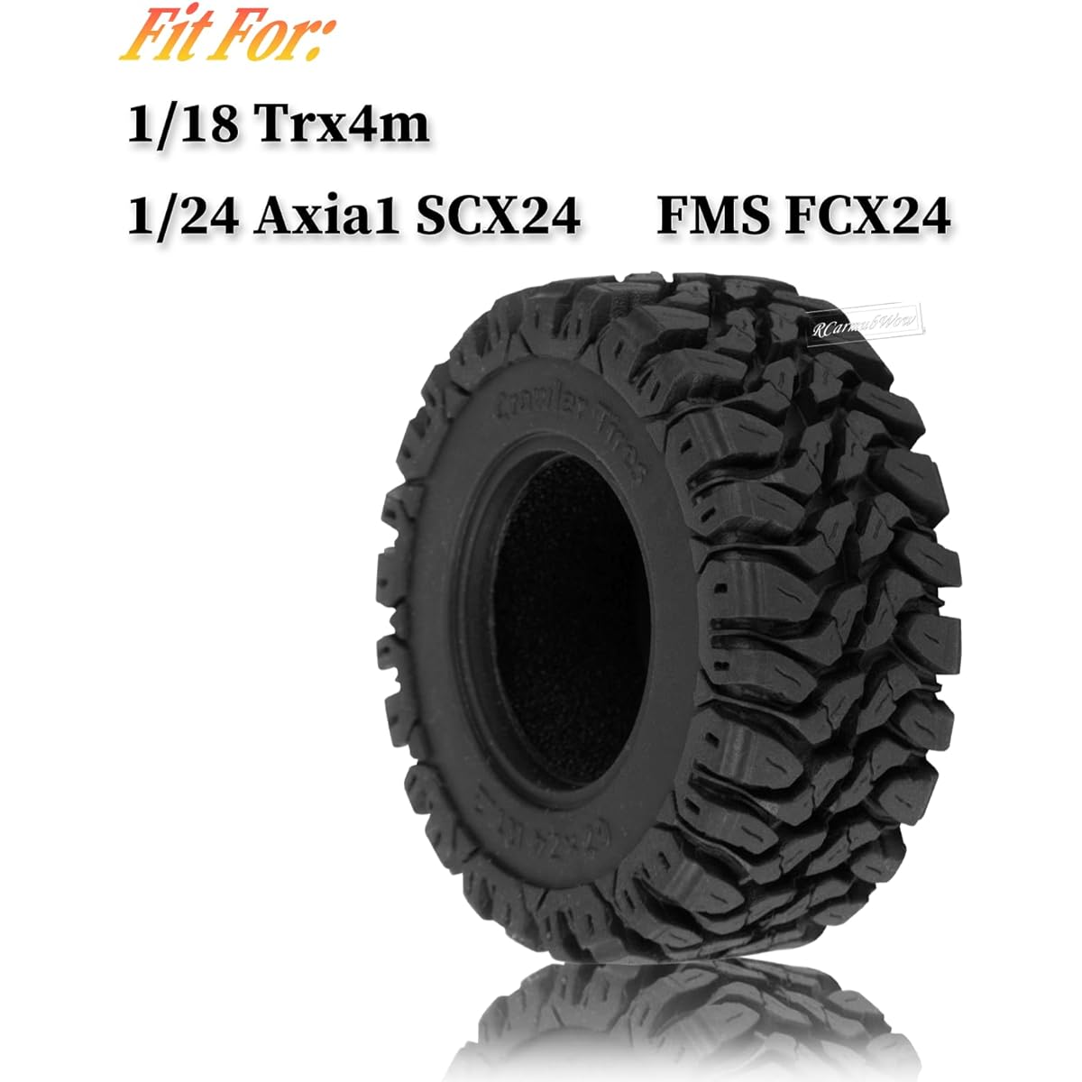 RcarmumbWow RC 1.2" Beadlock Tires 62*24mm for 1/18 Trx4m, 1/24 SCX24 FCX24 RC Crawler Car, 1.2" Tires Soft Sticky Rubber Tires, 4pcs (Style B)